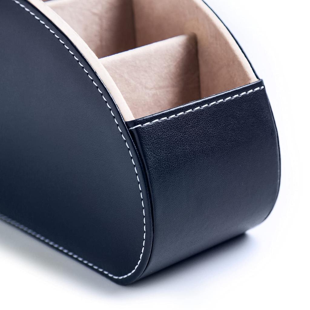 Stylish, Waterproof, Multi-functional Remote Control Rack with PU Leather, 5 Compartments, and a Multi-functional Remote Control Stand. Ideal for