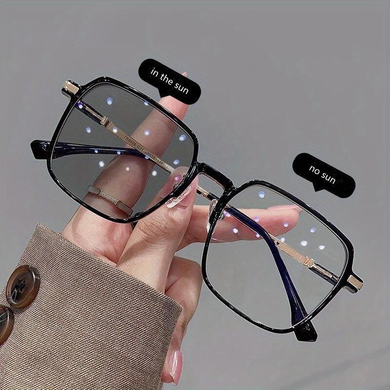 Photochromic Anti Blue Light Reading Glasses Large Square Frame for Women Men Farsighted Presbyopia 0 To +300
