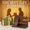 Gifts for Men Wood Phone Docking Station Desk Organizer Fathers Gifts Gifts for Him Xmas Gift Anniversary Birthday Presents Nightstand Key
