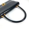 HERMES vintage Ring Do Hand Bag Flap Shoulder Bag Bock Scarf Black/GoldHardware