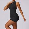 Summer Gym Jumpsuit Women's Fitness Suit Back Hollow Out Short Set Sports Overalls Woman Tracksuit Yoga Clothing Zipper Workout Sportswear With Chest