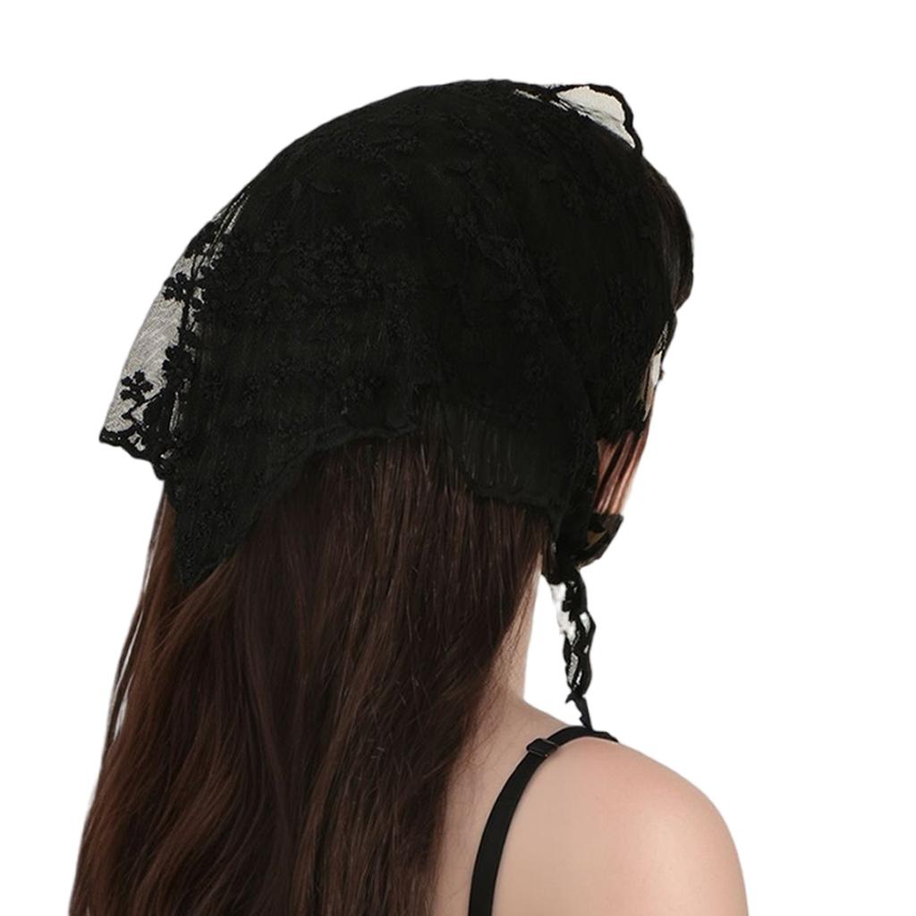 French Lace Flower Bandana Triangle Head Scarf Comfortable Polyester Multiuse Headwear For Women Casual and Travel Wear