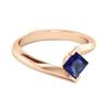 Blue Sapphire Bypass Solitaire Ring - 925  Sterling Silver Rose Gold Vermeil