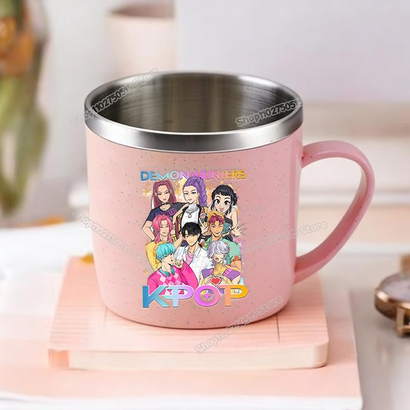 KPop Demon Hunters Children Home Water Cups Cartoon Stainless Steel Milk Mugs School Office Coffee Tea Adorable Girl Drink Cups