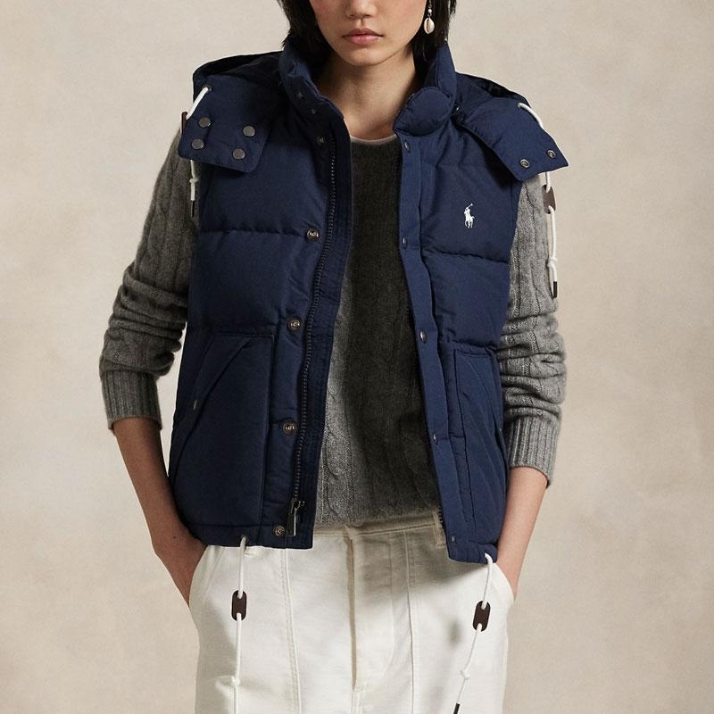 Polo Ralph Lauren FW24 Logo Embroidered Print Single-Breasted Solid Color Vest Women vest Dark-Blue WMPOOTWNN220095-410