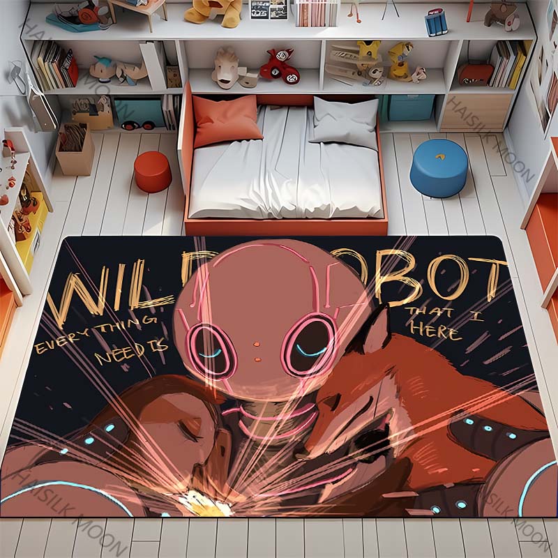 Cartoon The W-Wild R0b0t Printed Carpet Baby Creeping Rug for Kid Play Mat Children Room Decor Area Floor Mat for Bedroom Gifts