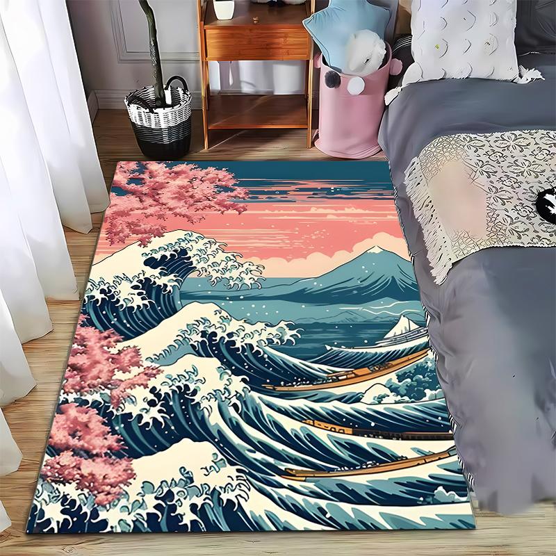 

Classic Wave and Cherry Blossom Carpet Suitable for use as an anti-slip game mat for living room and bedroom sofas 40x60cm( 15x23in )