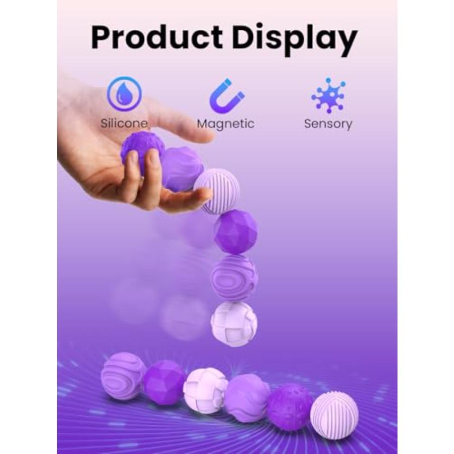 Silicone Magnetic Fidget Balls For Adults - 6Pcs Stress Relief Sensory Toys For Anxiety And Adhd, Quiet Office Desk Toys, Ideal