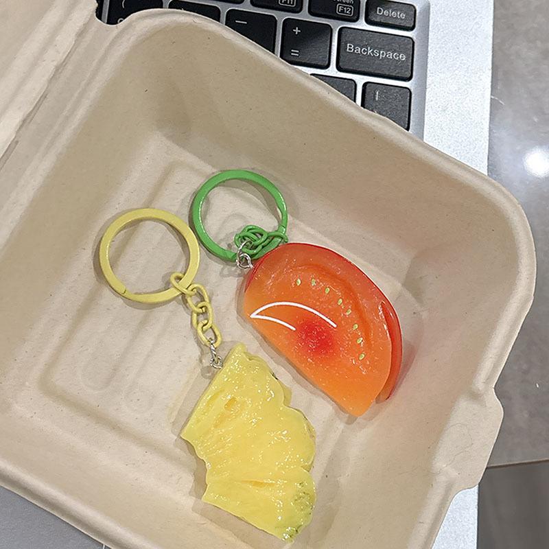 Cute Funny Keychains Summer Fruits Pendant Keyring Car Backpack School Bag Pendant For Student Friends Family Gifts