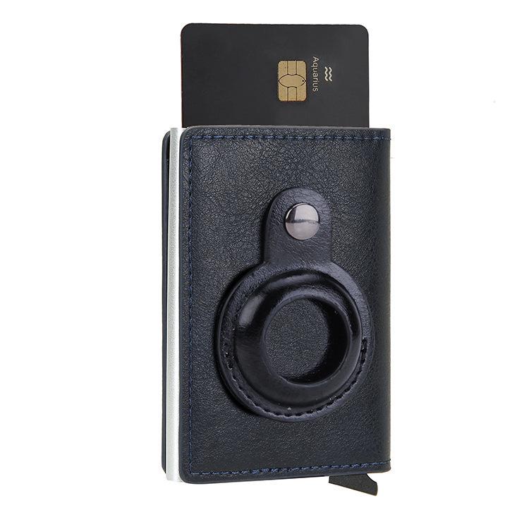 Apple Airtag Tracker Card Holder Men's Wallet with RFID Block and Metal Buckle Zipper.