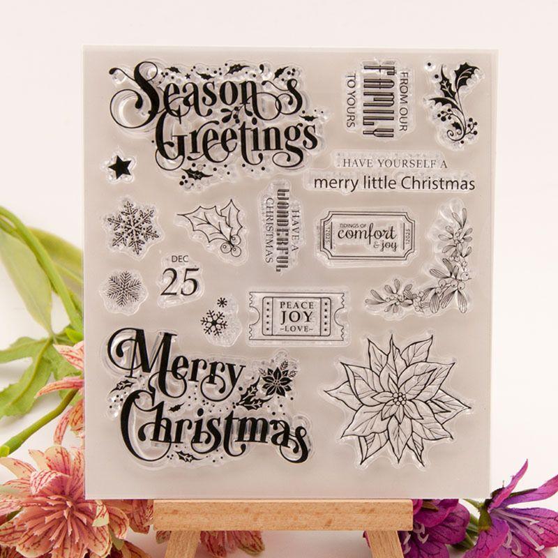55KF Christmas Snowflake Flower Silicone Clear Seal Stamp DIY Scrapbooking Embossing Photo Album Decorative Paper Card Craft Art