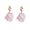 Pink shell petal fringed earclips without pierced earrings light luxury niche spring and summer sweet stud earrings fashion earrings women