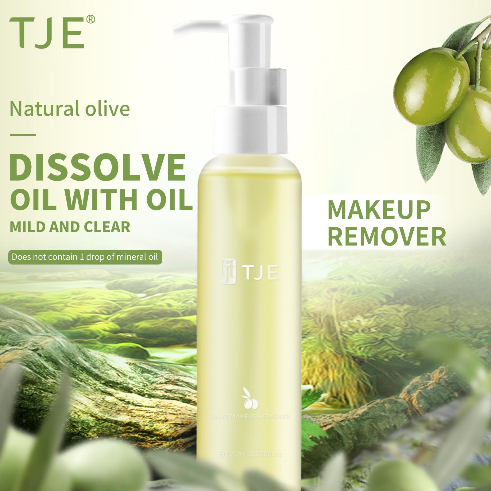 

TJE Оливковое масло для снятия макияжа 120 мл. Мягкий лосьон для глубокого очищения кожи вокруг глаз, губ и лица для чувствительных мышц