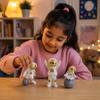 3pcs Astronaut Figurine Home Decor Statue Sculpture Showpiece Golden (Golden B), Polyvinyl Chloride