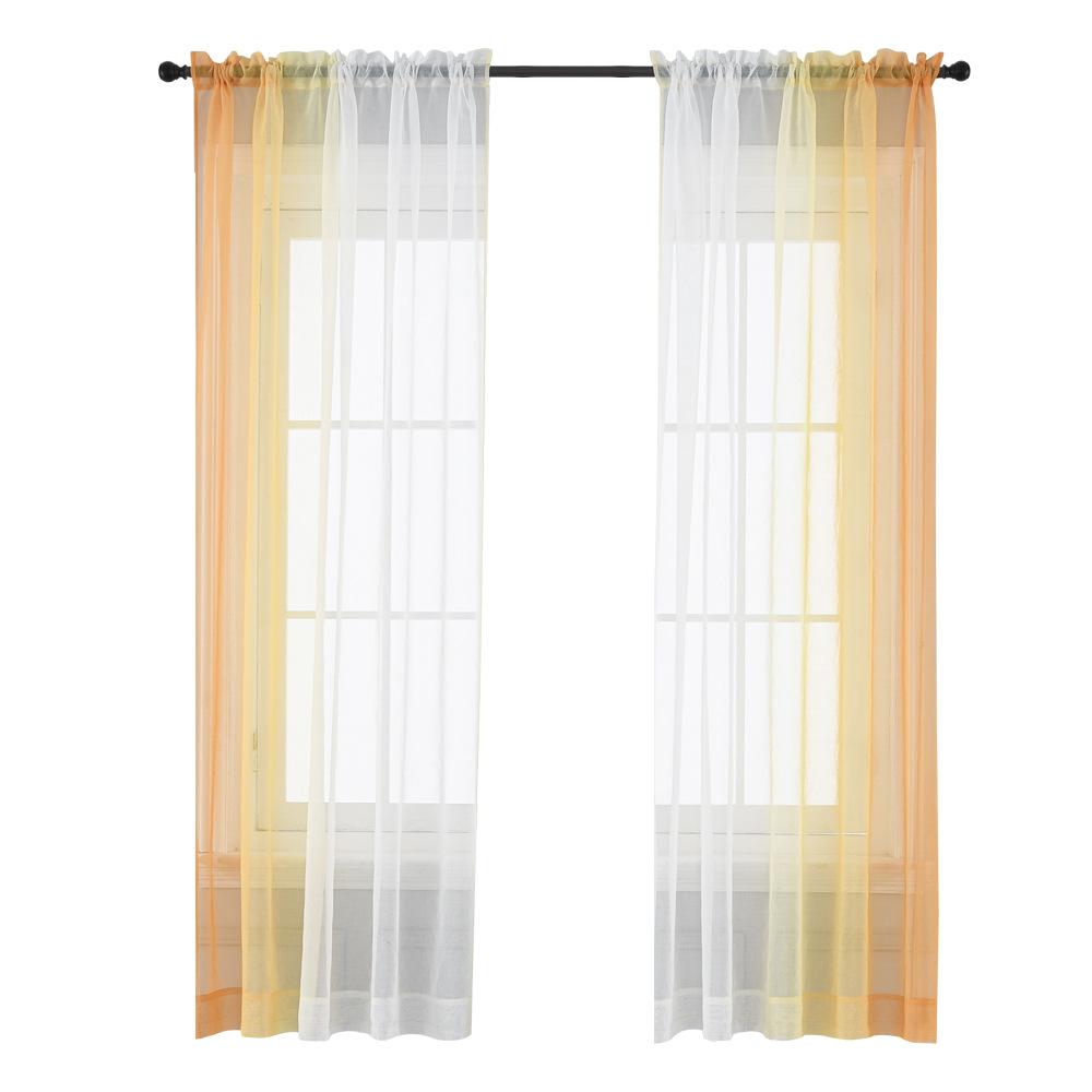 Solid Color Gradual Change Printing Curtain Screen Curtain Simple Window Screen Fabric Curtain Finished Balcony Living Room Bay Window Special Price