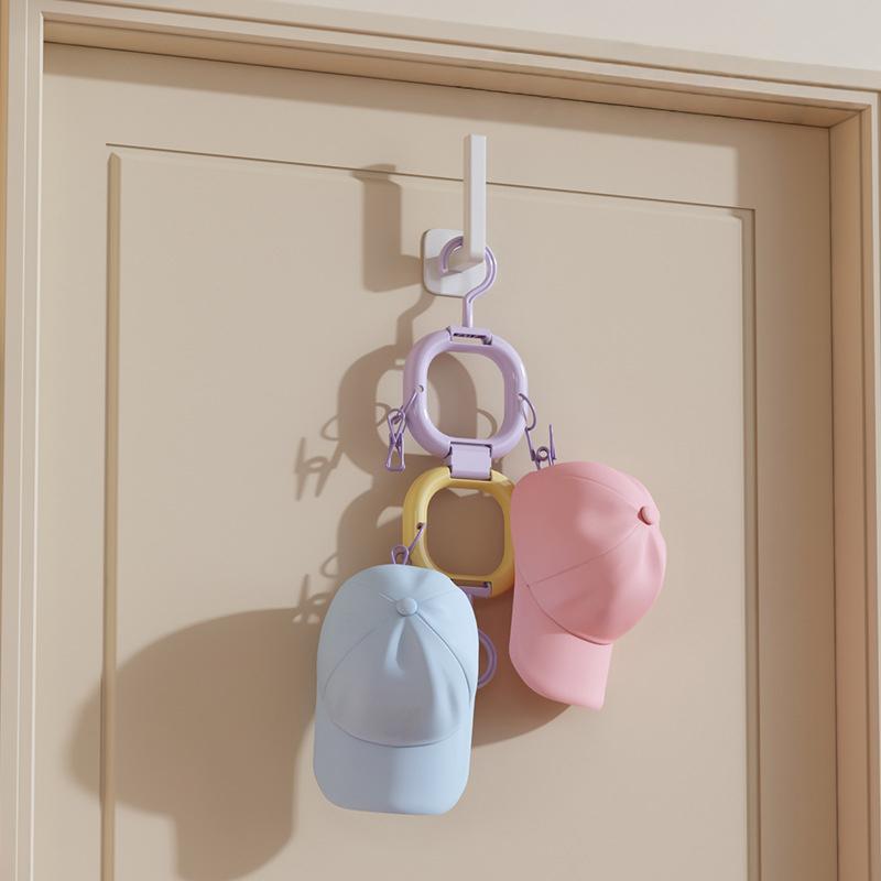 2/4/6Hook Rotating Cap Storage Rack with Hooks Clips Multi Functional Space Saving Home Organization Tool Cap Hanger Rack