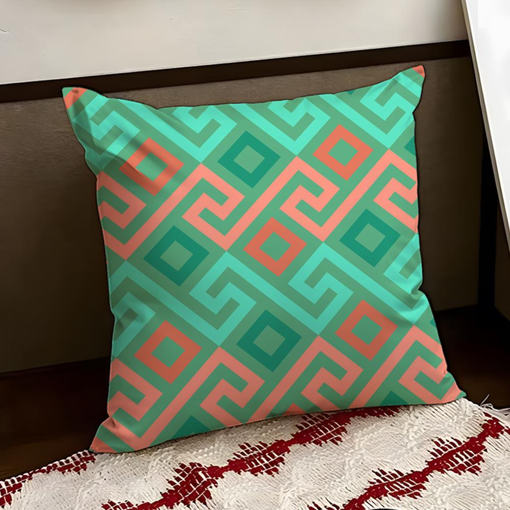 Zigzag Meander Pattern Cushion Cover Reversible Soft Durable Pillow Cover Home  Car MultiScene Use for Daily Comfort