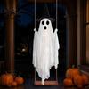 Large Hanging Ghost for Trees Luminous Halloween Swing with Witch Hat, Remote-controlled Adjustable Animated Yard Figures Brightness, Flying Ornament