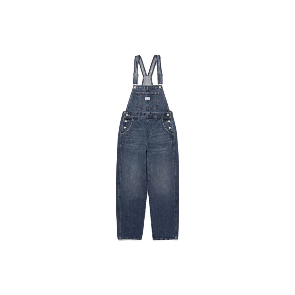 Levis Washed Loose Straight-Leg Denim Overalls Women Bottoms Indigo 85315-0017