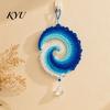 Decorative Sunroom Hanging Art Ocean Wave Crochet Wind Spinner DIY Kit, Coastal Spiral Set Craft Handmade Ornament for Beach House Home Decor