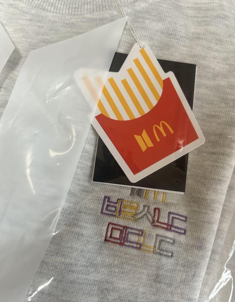 [USED] BTS McDonald's Collaboration Crew Neck Sweatshirt, Light Gray, Size L