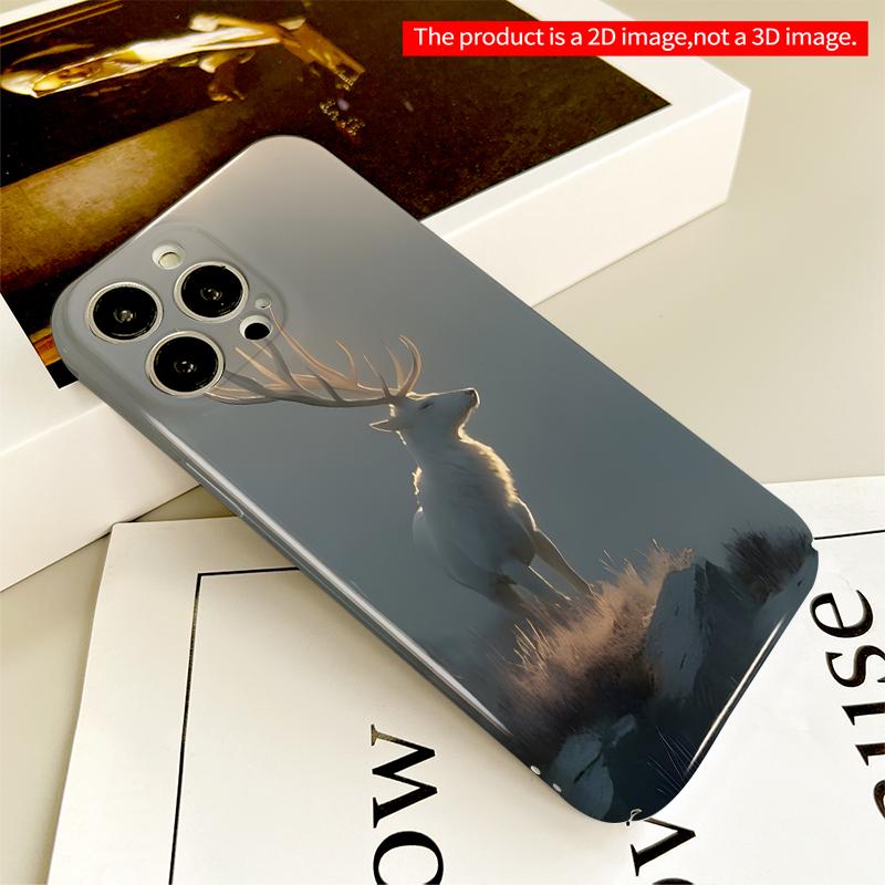 2DFlat Mystic White Deer Silhouette At Dawn All Inclusive Film Hard iPhone Case, Compatible with iPhone 18 Pro Max 17 16 15 14 13 12 11