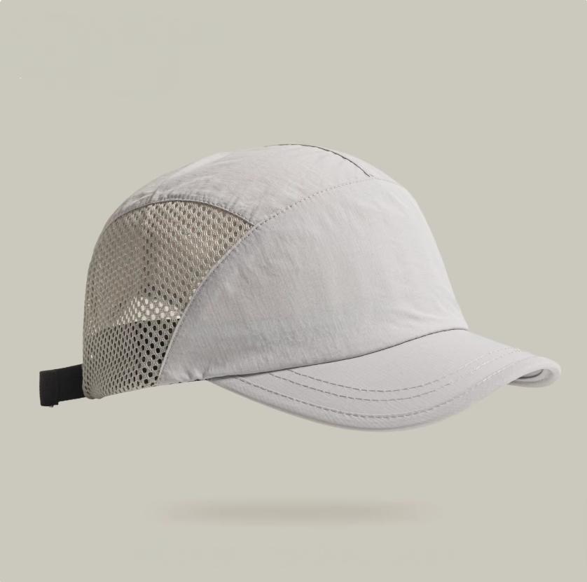 

Vintage Short Brim Solid Nylon Mesh Baseball Cap Unisex for Outdoor Sports Running Cycling Fashion Wear Adjustable светло-серый