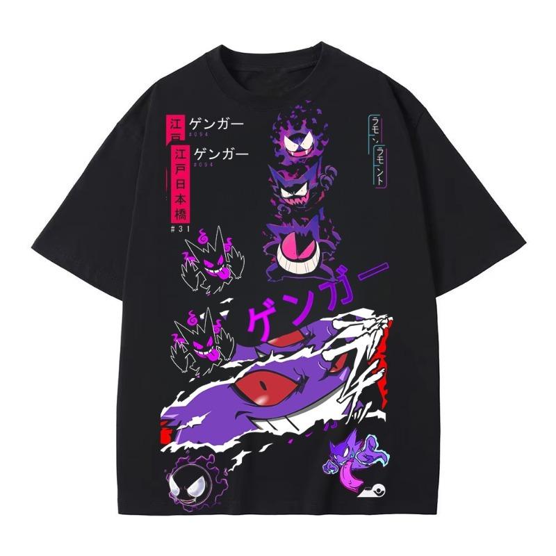 Pokémon Gengar Graphic Cotton TShirts Anime Peripheral Unisex ShortSleeved Harajuku Style Comfortable  Stylish Summer Wear