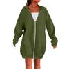 Women's Solid Color Zippered Sweatshirt Top Daily Casual Raglan Long Jacket (Without Hood Drawstring)