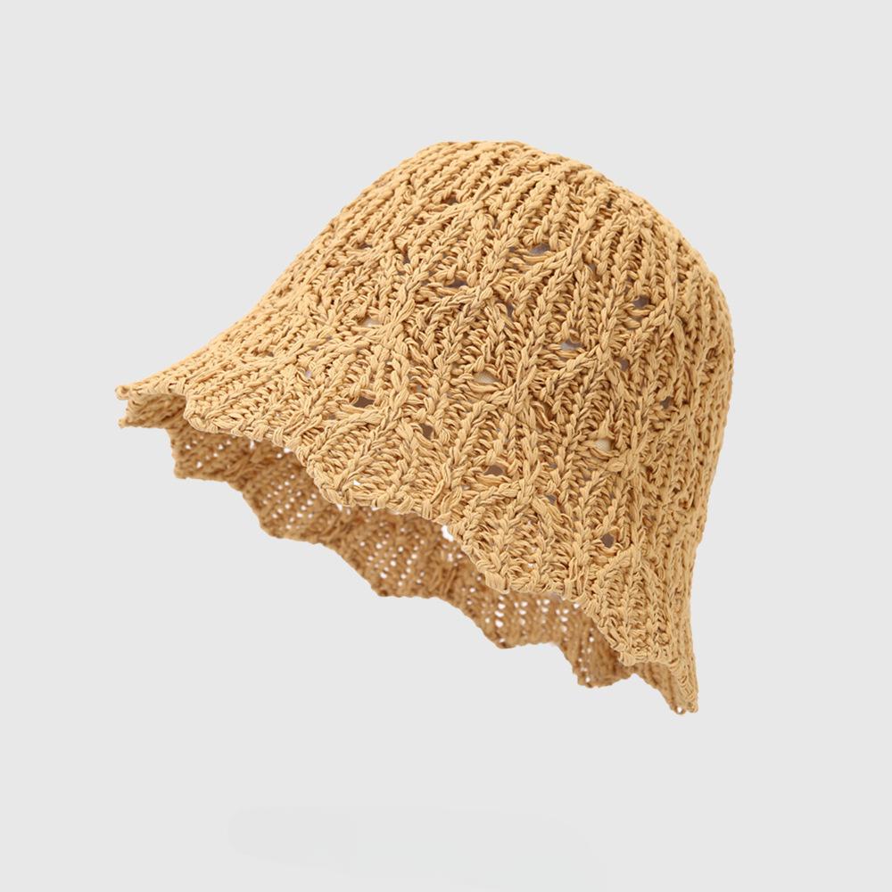 New Straw Hollow Bucket Hat Women's Sunshade Sunscreen Lace Pot Hat