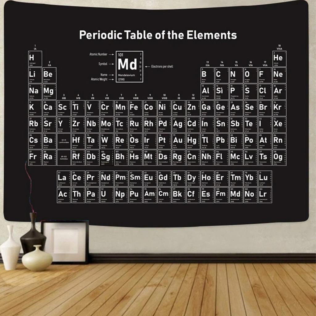 Periodic Table Tapestry, Educational Science Chemistry Chart Tapestries, Periodic Table Of Wall Tapestry For Bedroom Living Room Dorm