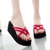 High Heeled Thick Sole Slippers Women's Flip-flops Summer Beach Anti Slip Fashion Outwear Sandals Simple and Casual Style
