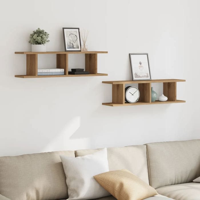 VidaXL Wall Shelves 2 Pcs Artisan Oak 75x18x20 Cm, Floating Shelf, Laundry Shelf, CD Shelf, Shelf 856599