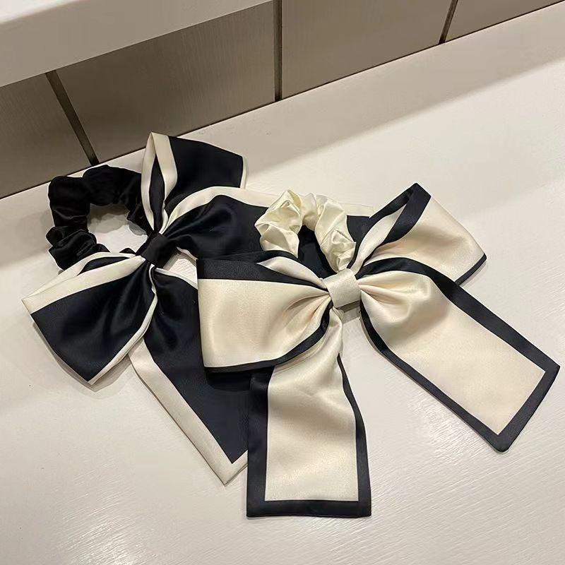 Korean Style Bow Hair Tie for Girls - Elegant Low Ponytail Accessory