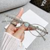 Jennie Style Metal Oval Sunglasses With Heart Embellishments Uv400 For Fashion And Travel