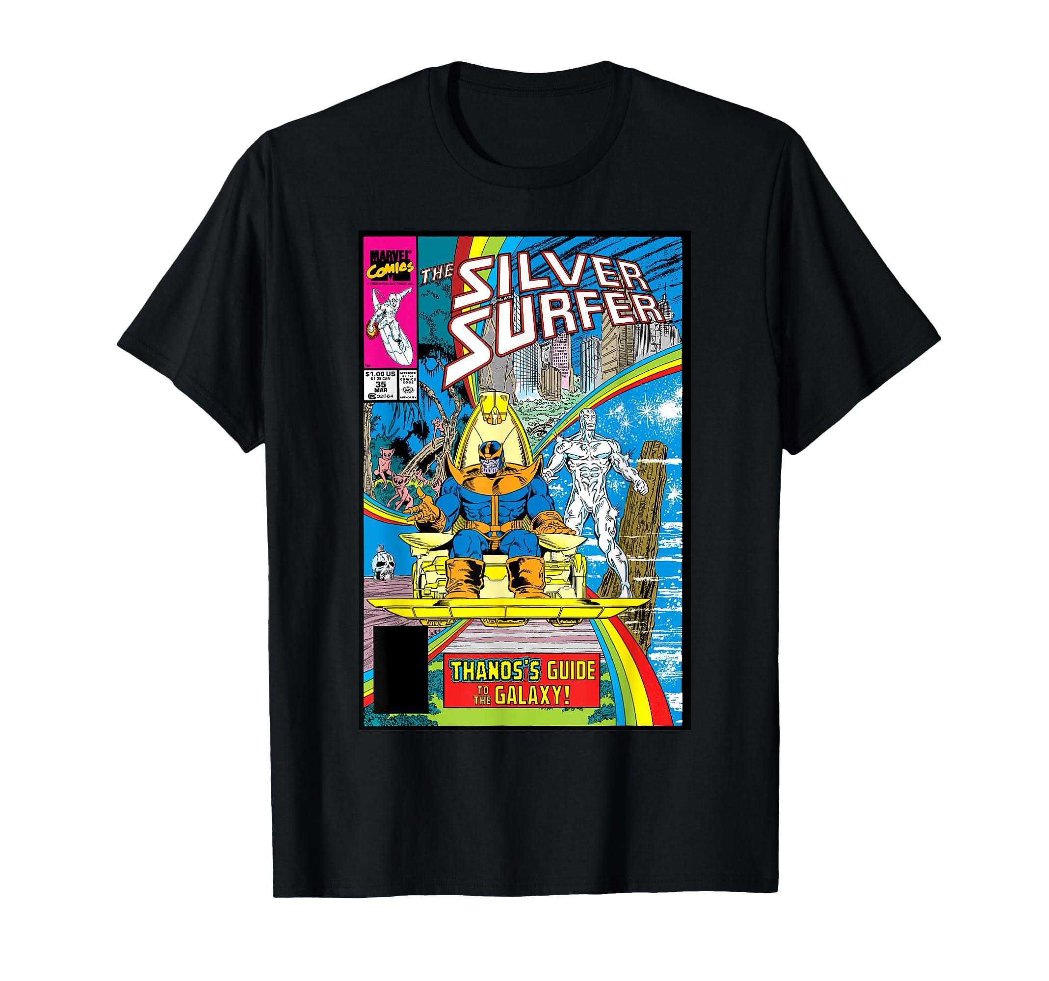 

Marvel Silver Surfer Rainbow Thanos Guide Comic Cover T-Shirt