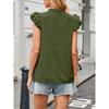 Women European Style Casual Summer Hollow Out Embroidery Flounce Sleeve V Neck Shirt