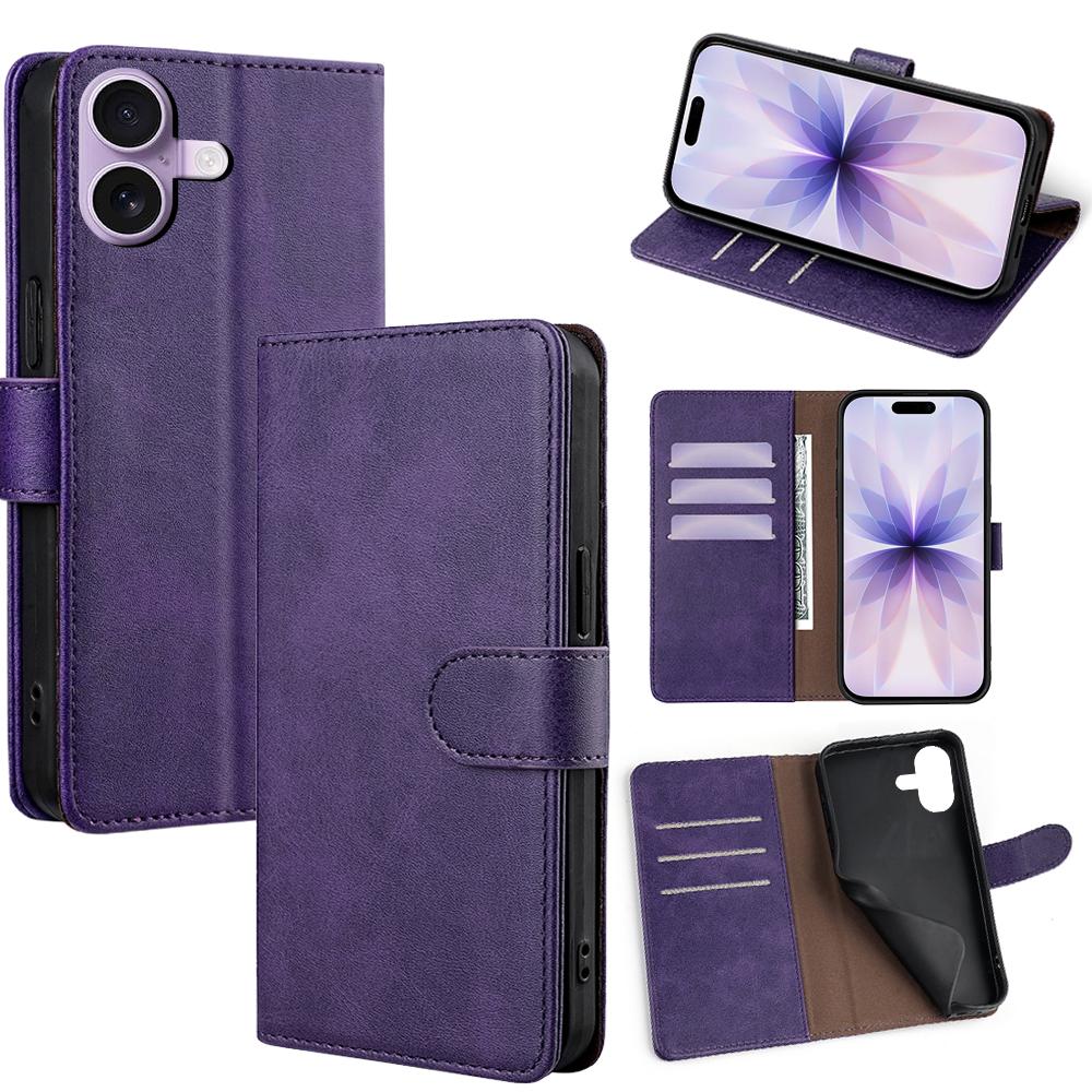 

For iPhone 17 Case RFID Blocking Wallet Cowhide Texture Leather Phone Cover