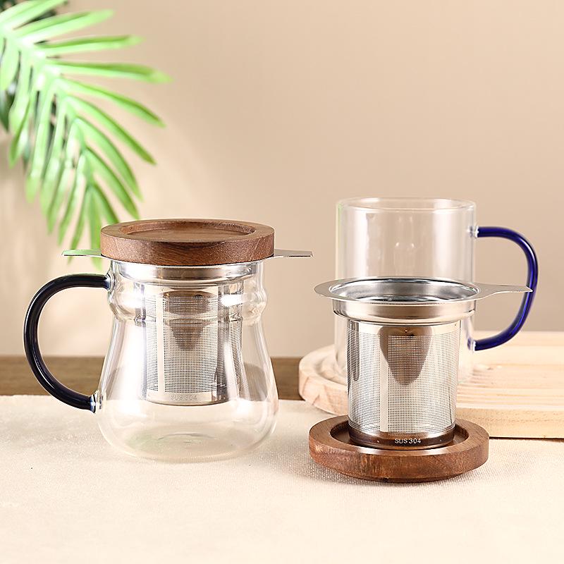 304 Stainless Steel Double-Eared Tea and Coffee Strainer with Lid and Mesh Filter