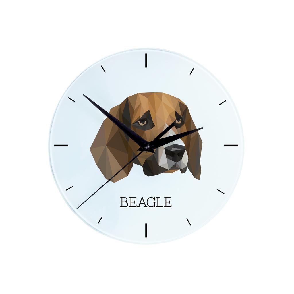 Beagle -Geometryczny Zegar Ścienny Ze Zdjęciem I Napisem Marki Art-Dog