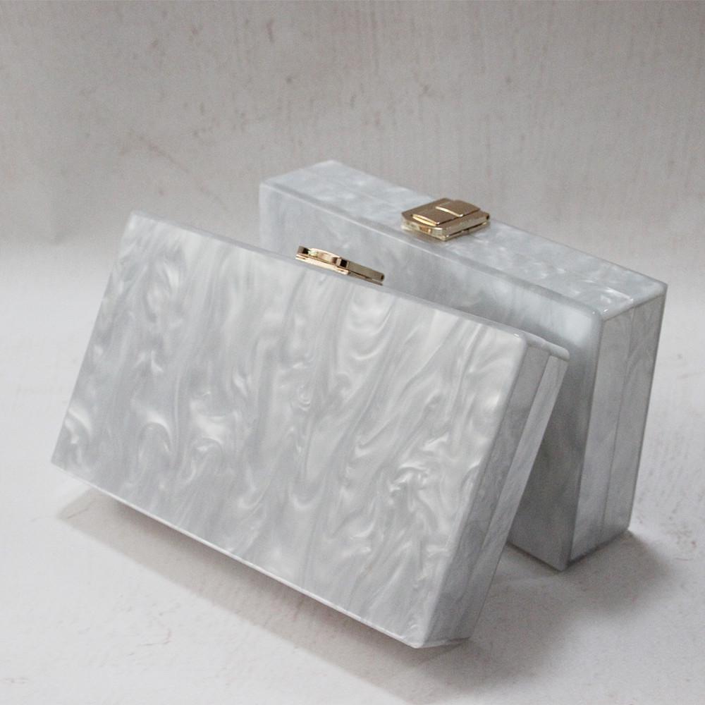 New Fashion Accessory Women Cute Bag Acrylic White Solid Night Dinner Handbag Woman Wedding Evening Bag Trendy Party Clutch Purse
