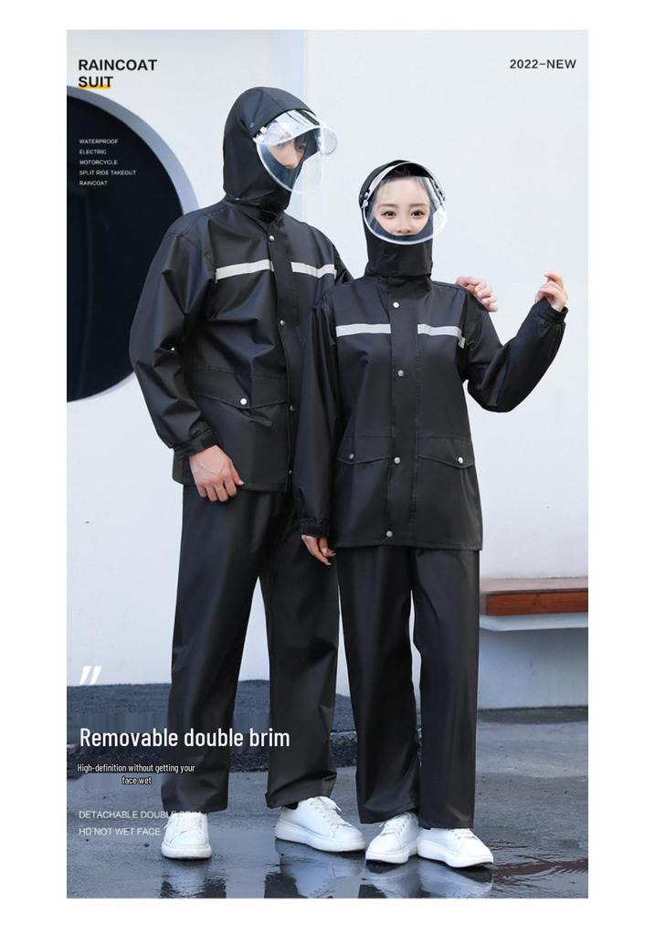 Reflective Raincoat & Pants Set: Storm-Proof Motorcycle Gear
