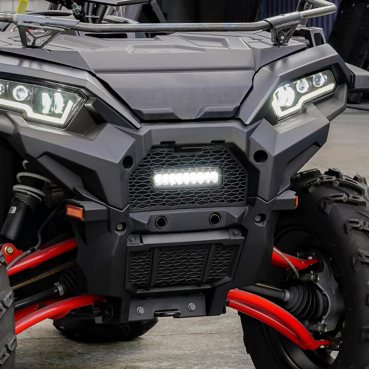 SAUTVS Передняя защитная сетка радиатора с подсветкой для Polaris Sportsman 850 1000 2017-2025, Передняя сетчатая решетка с светодиодной световой панелью для Polaris Sportsman XP