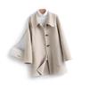 Women's Mid-Length Wool Lapel Coat - 100% Wool, Double-Faced, Loose-Fit, Autumn/Winter