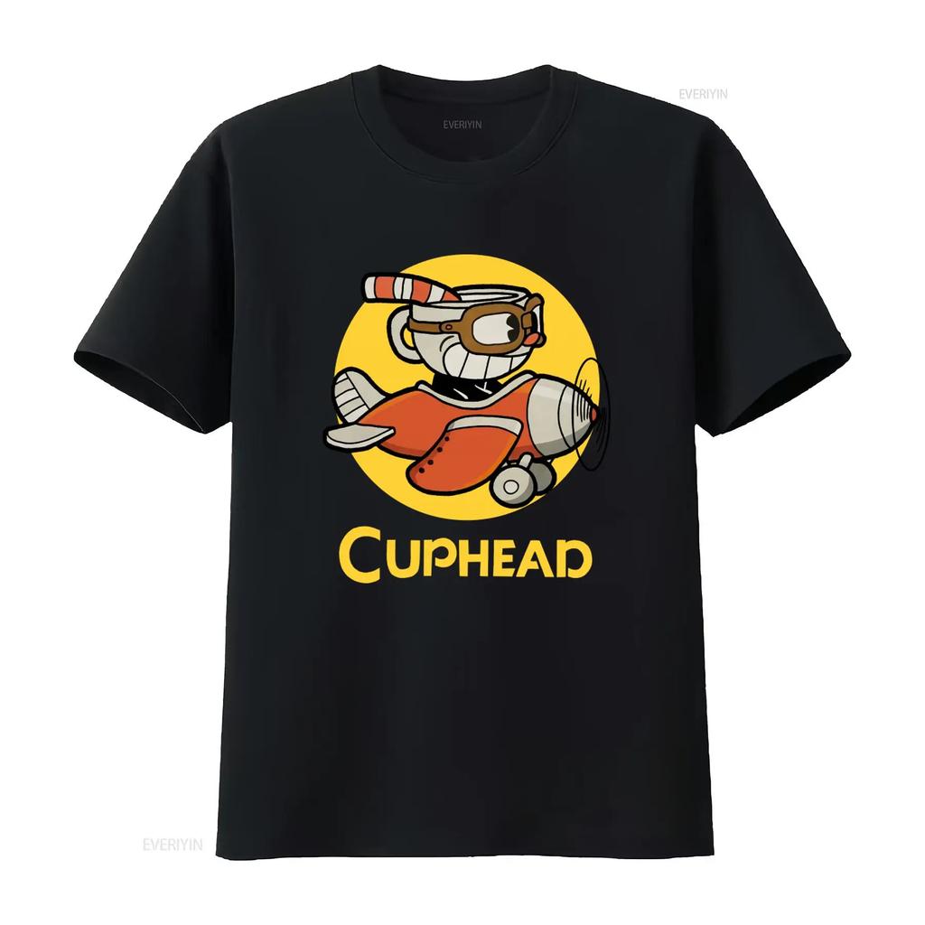 Cuphead T Shirt Flying Adventure Design for Gaming Fans Comfortable Cotton Vintage Washed Stylish Slightly Graphic