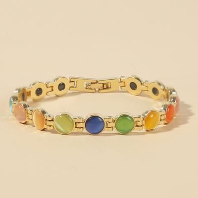 Magnetic Therapy Bracelet Golden Plated Relieve Fatigue Fashion Jewelry Shiny Cats Eye Stone Strong Magnet Bangle for Daily Life