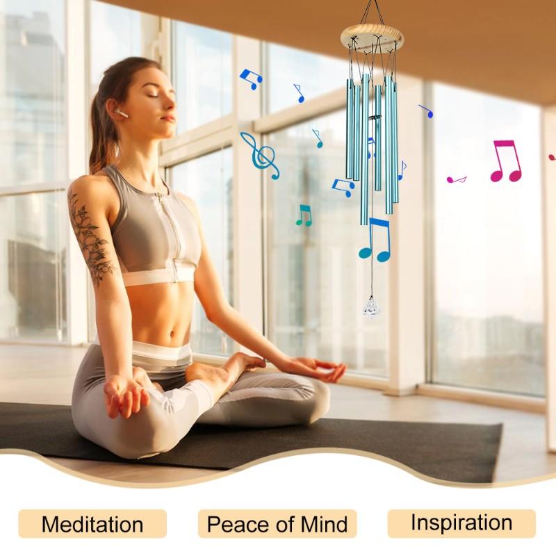 

Blue Wind Chime-26 Inch Metal For Home And Garden Hanging Decor-Crafted Aluminum Tube Bell