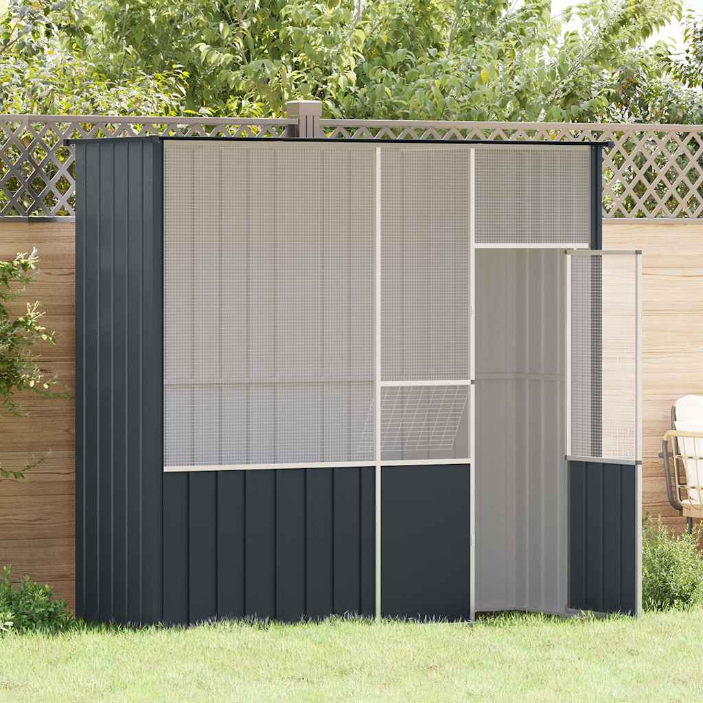 vidaXL Voliere Anthrazit 215x78x200 cm Verzinkter Stahl