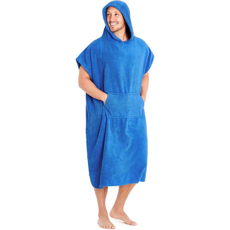 

Банный халат-полотенце из кораллового флиса с капюшоном, быстросохнущий One Size D184 (65*88cm) королевский синий