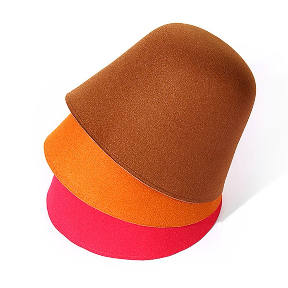 Wool Wool Fisherman Hat Solid Color Panama Hat Beanies Warm Caps  Women